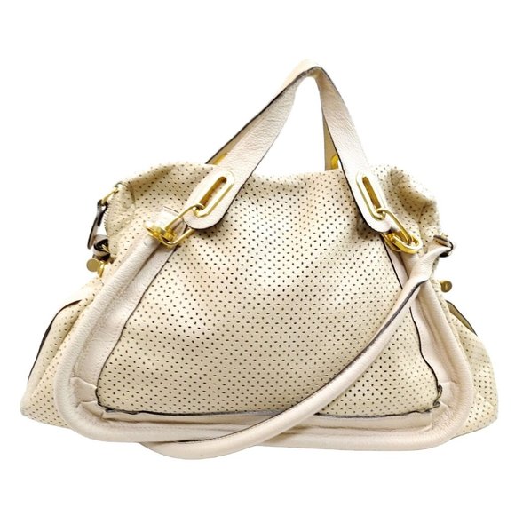 405315J Chloe Shoulder Bag Paraty Beige Leather - Picture 1 of 9